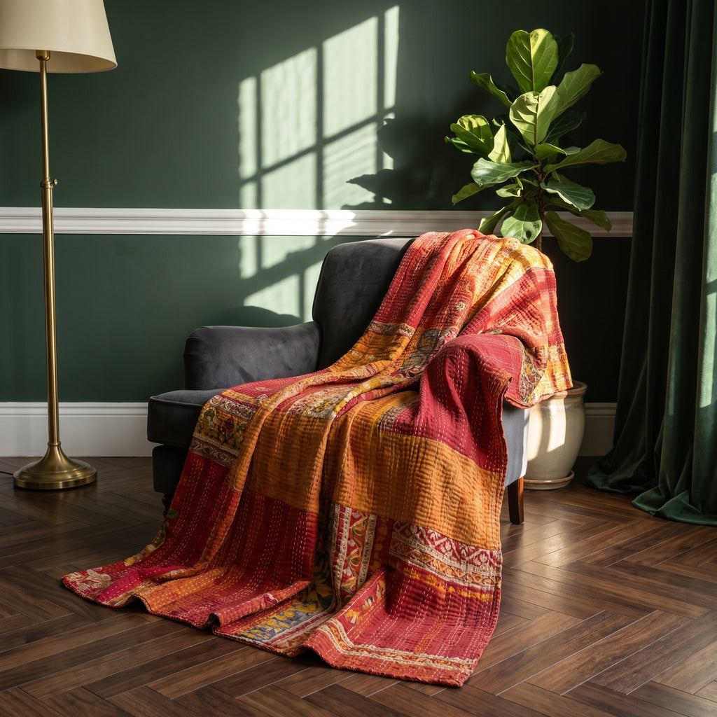 Nomad Stone Vintage Cotton Kantha Throw