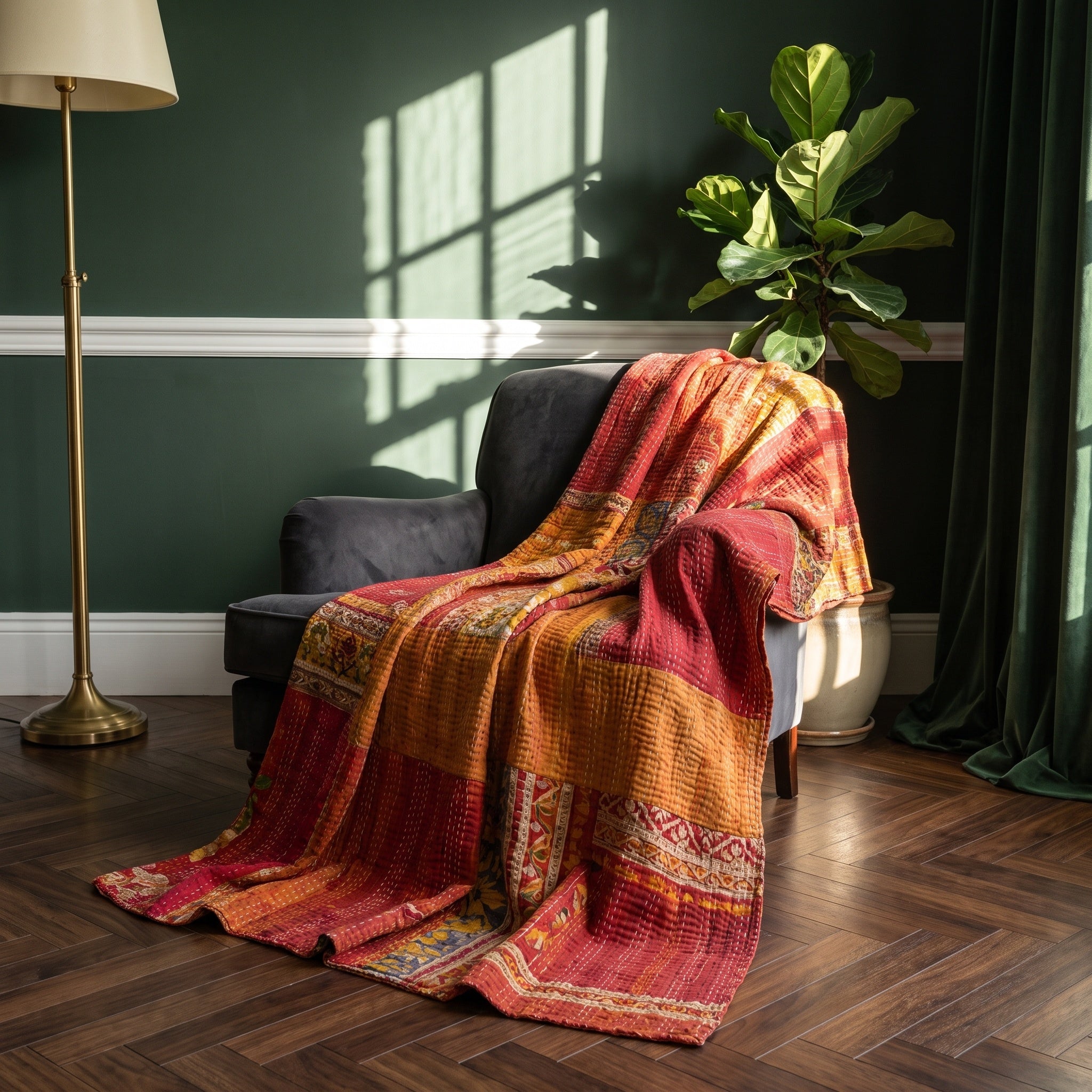 Nomad Stone Vintage Cotton Kantha Throw