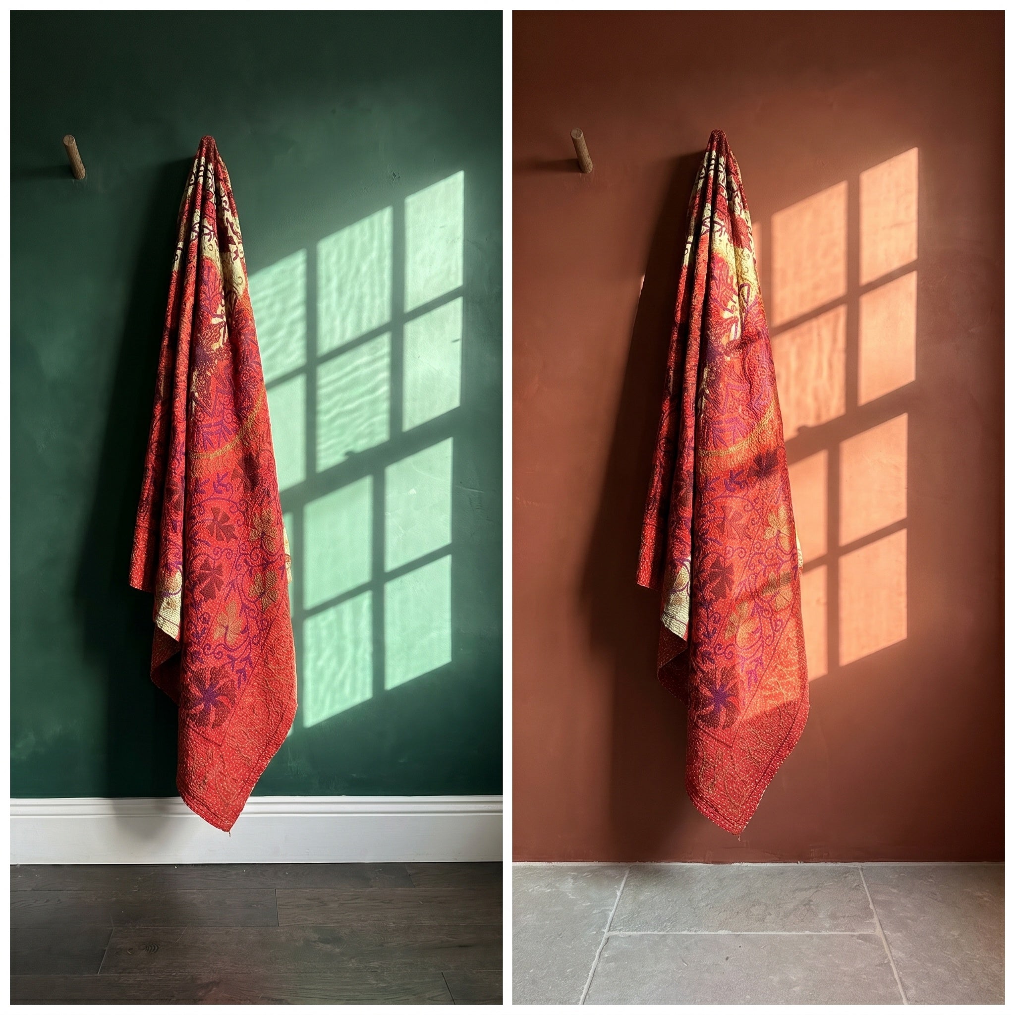 Dawn Glow Luxury Vintage Suzani Kantha Throw
