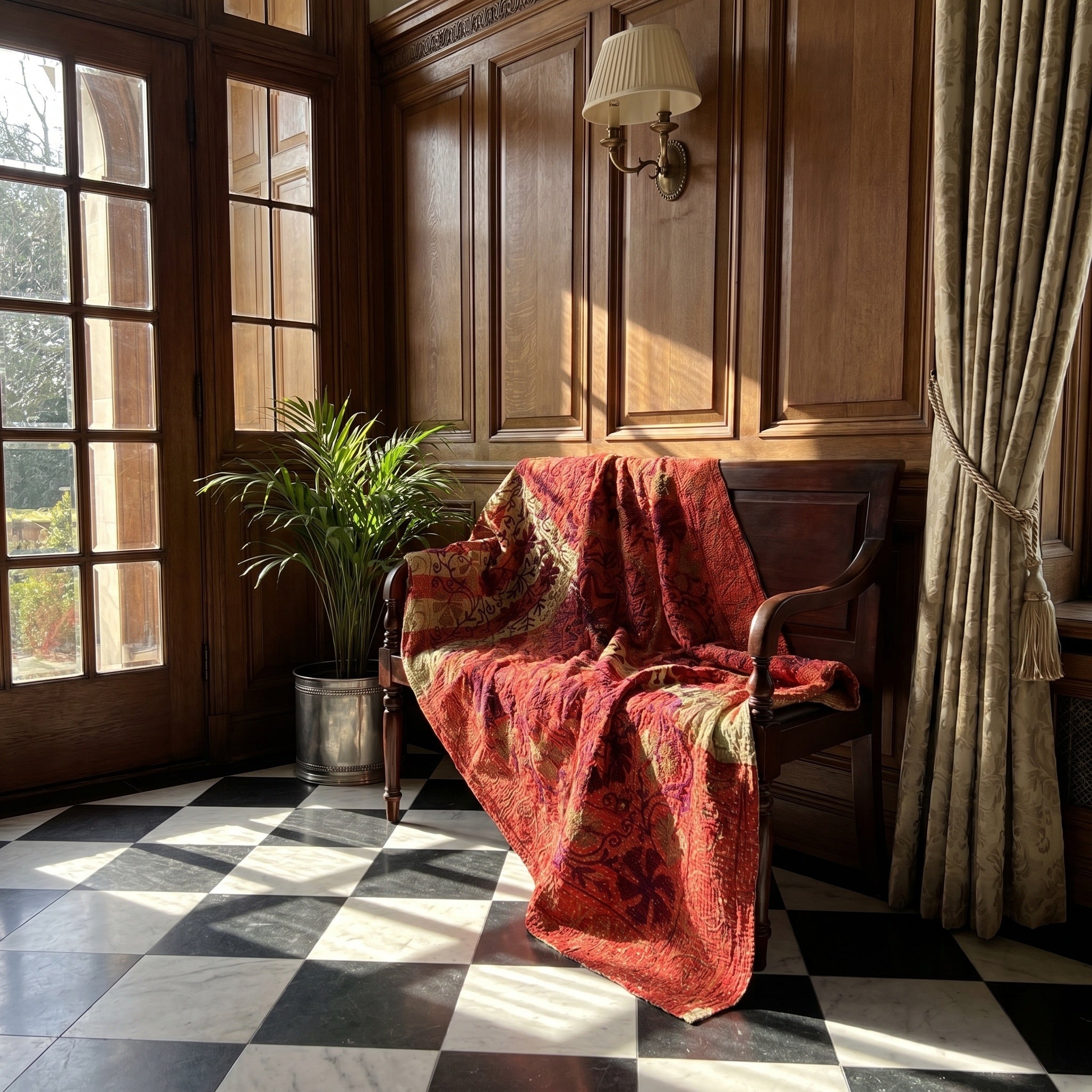 Dawn Glow Luxury Vintage Suzani Kantha Throw