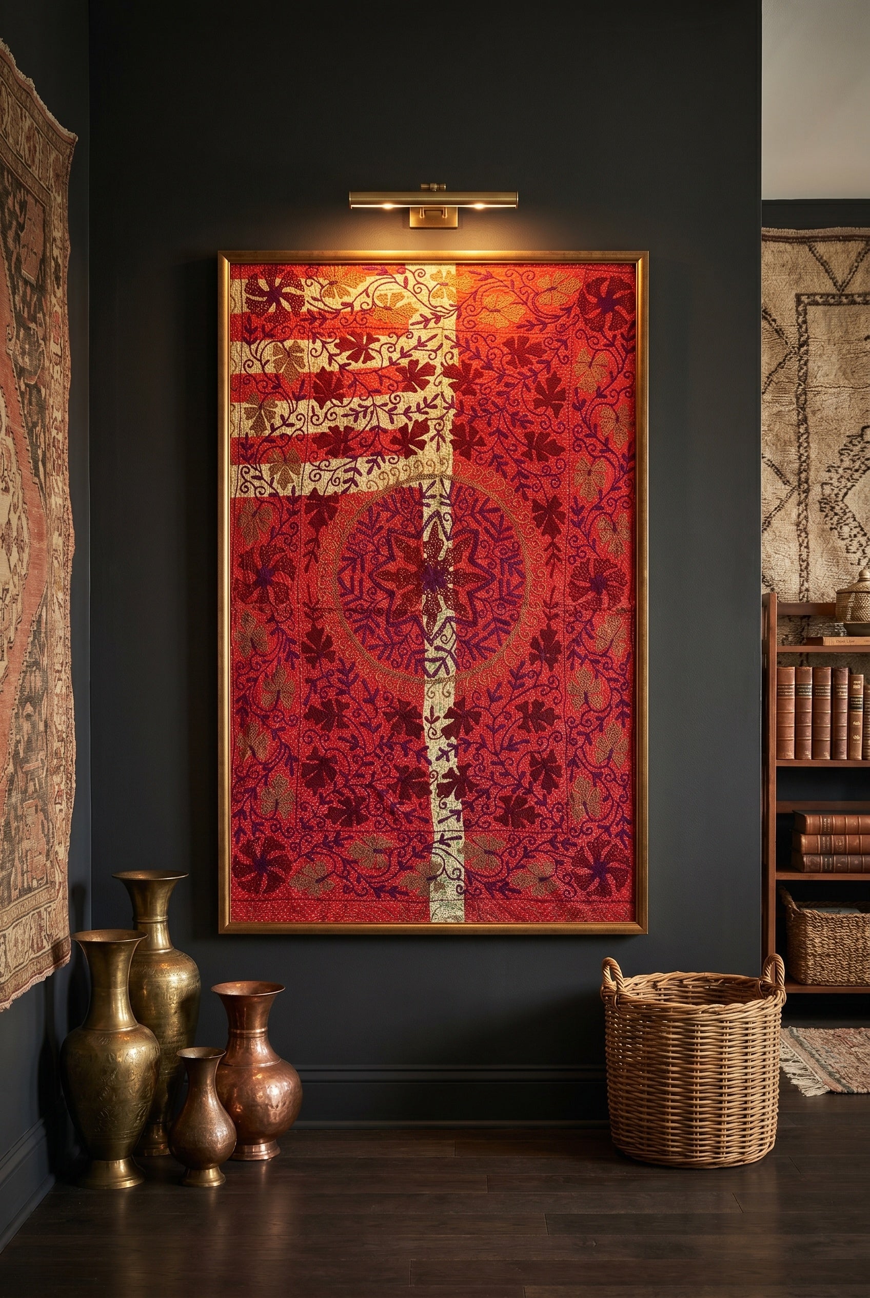 Dawn Glow Luxury Vintage Suzani Kantha Throw