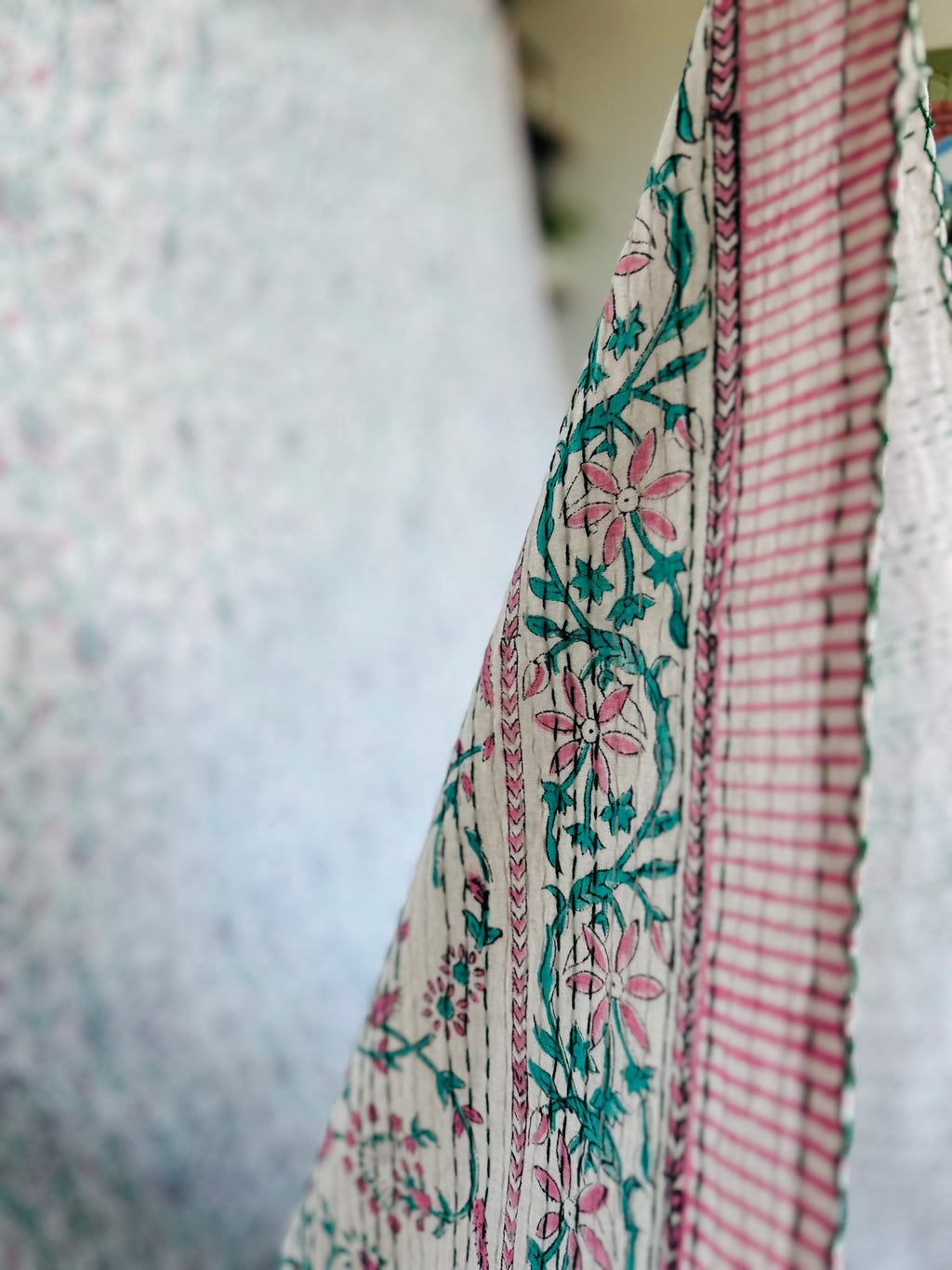 Heritage Indigo Handmade Kantha Queen bedspread