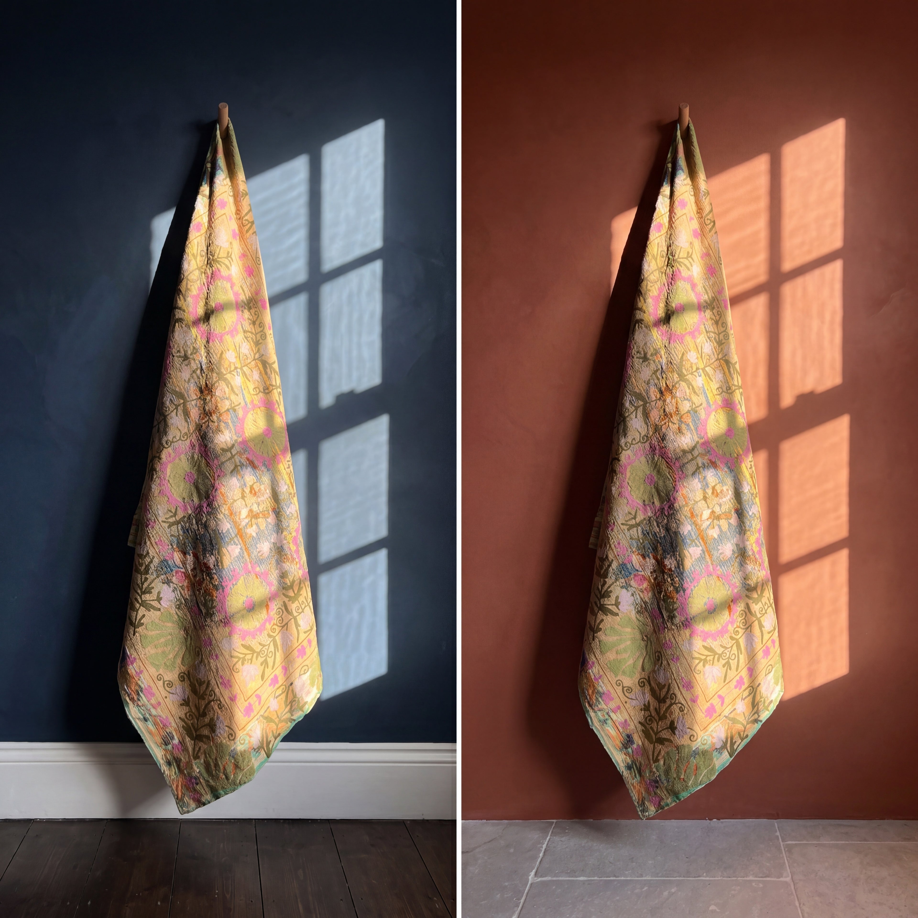 Mist Cobalt Luxury Vintage Suzani Kantha Throw