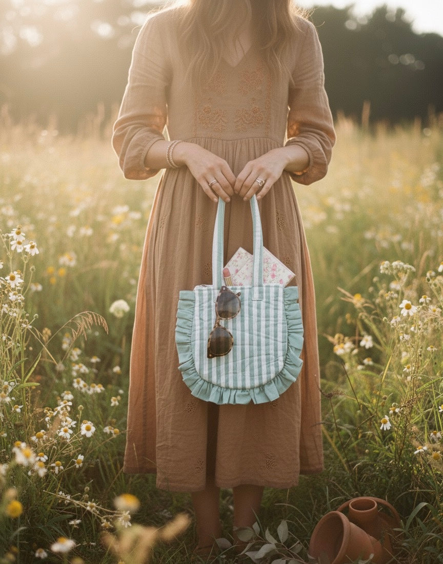 Mint Ruffle Daydream Tote Bag (Small)