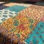 Velvet Bloom Hand blocked patchwork Kantha Bedspread