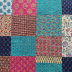 Velvet Bloom Hand blocked patchwork Kantha Bedspread