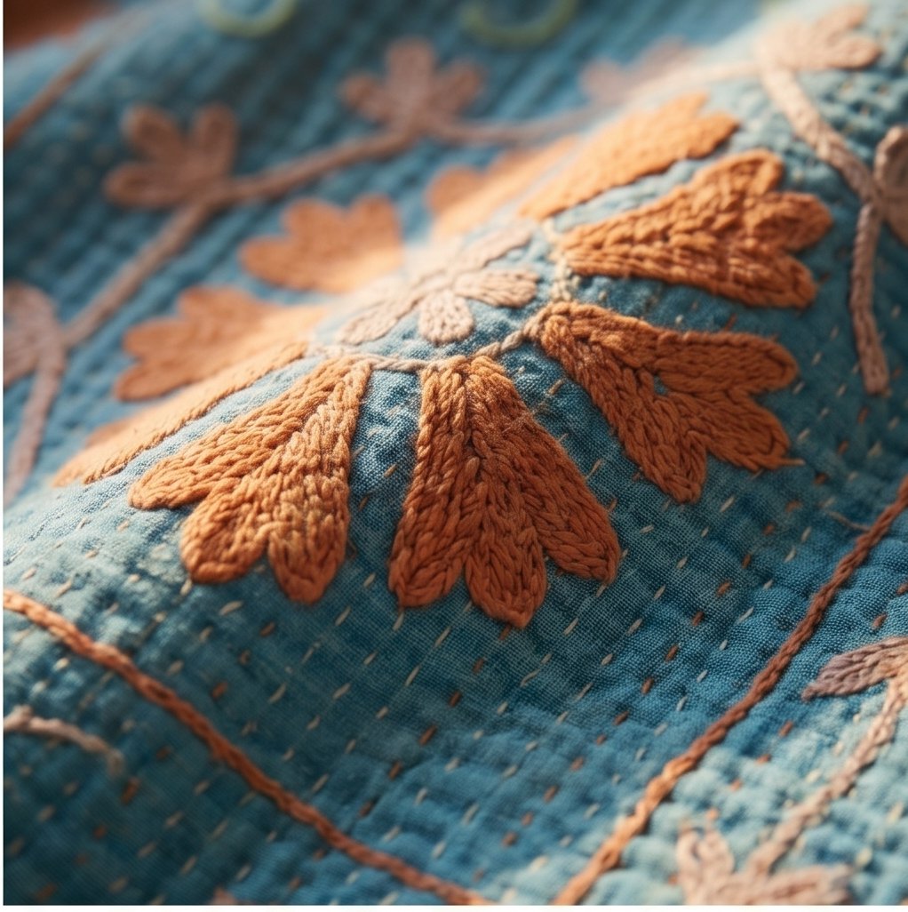 Warm Glow Luxury Vintage Suzani Kantha Throw