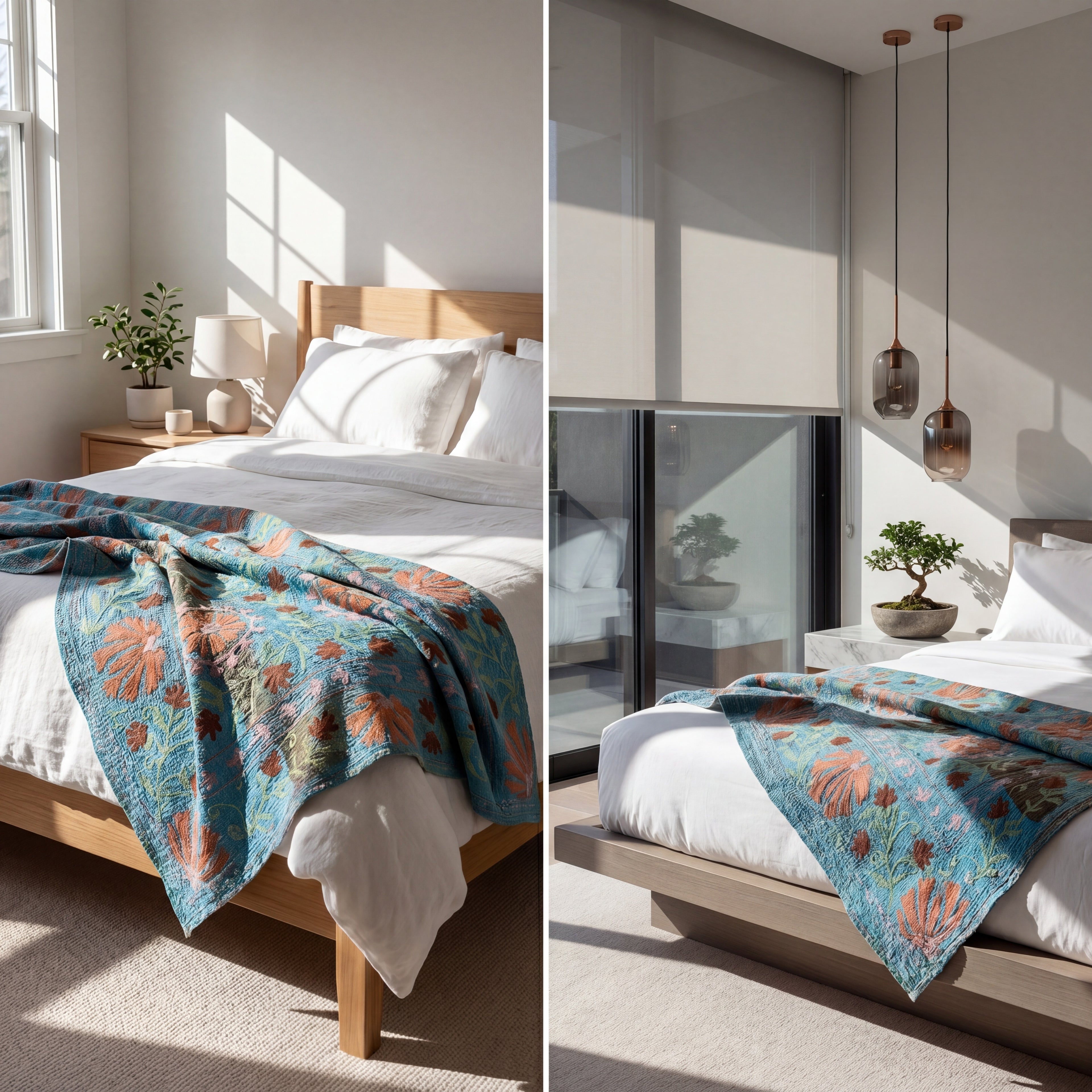 Warm Glow Luxury Vintage Suzani Kantha Throw
