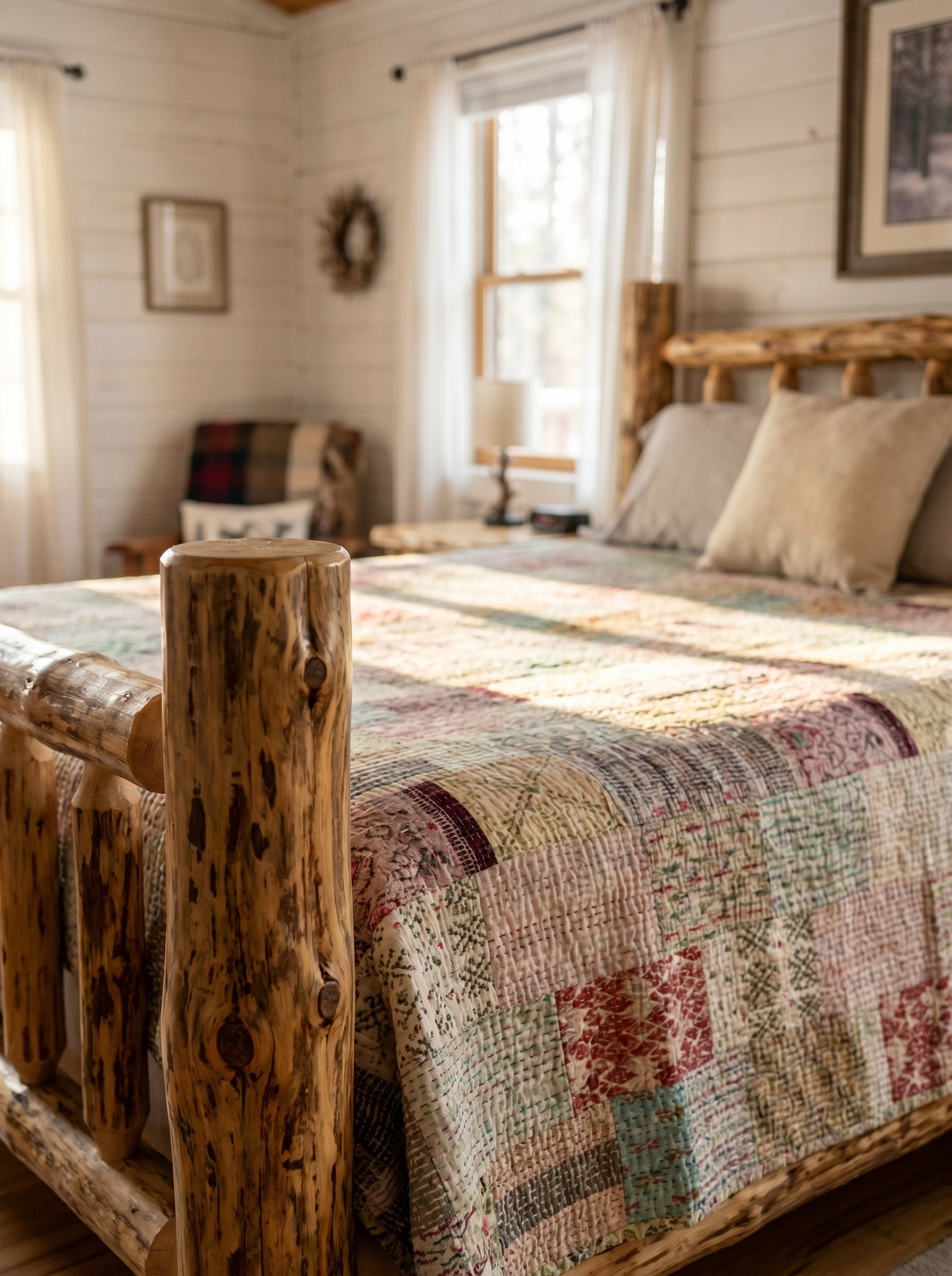 Golden Amber Luxury Patola Kantha King Bedspread