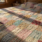 Golden Amber Luxury Patola Kantha King Bedspread