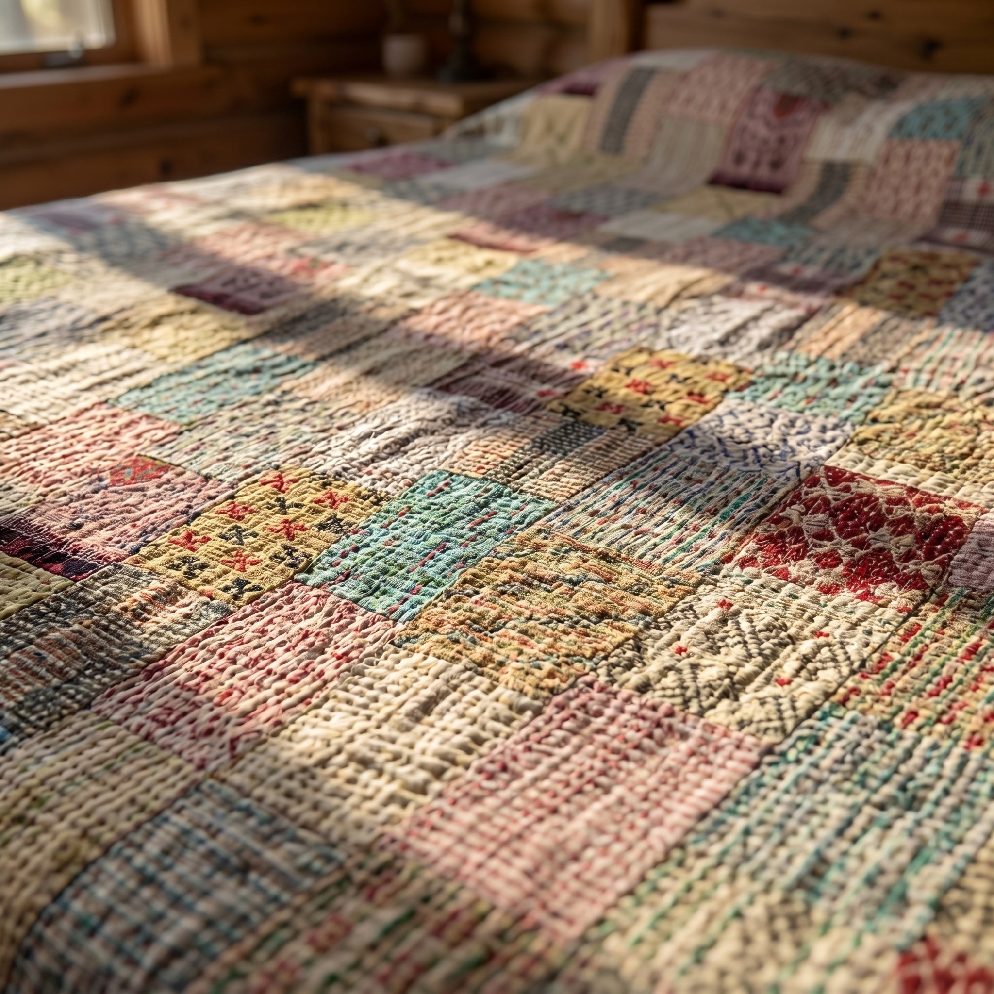 Golden Amber Luxury Patola Kantha King Bedspread