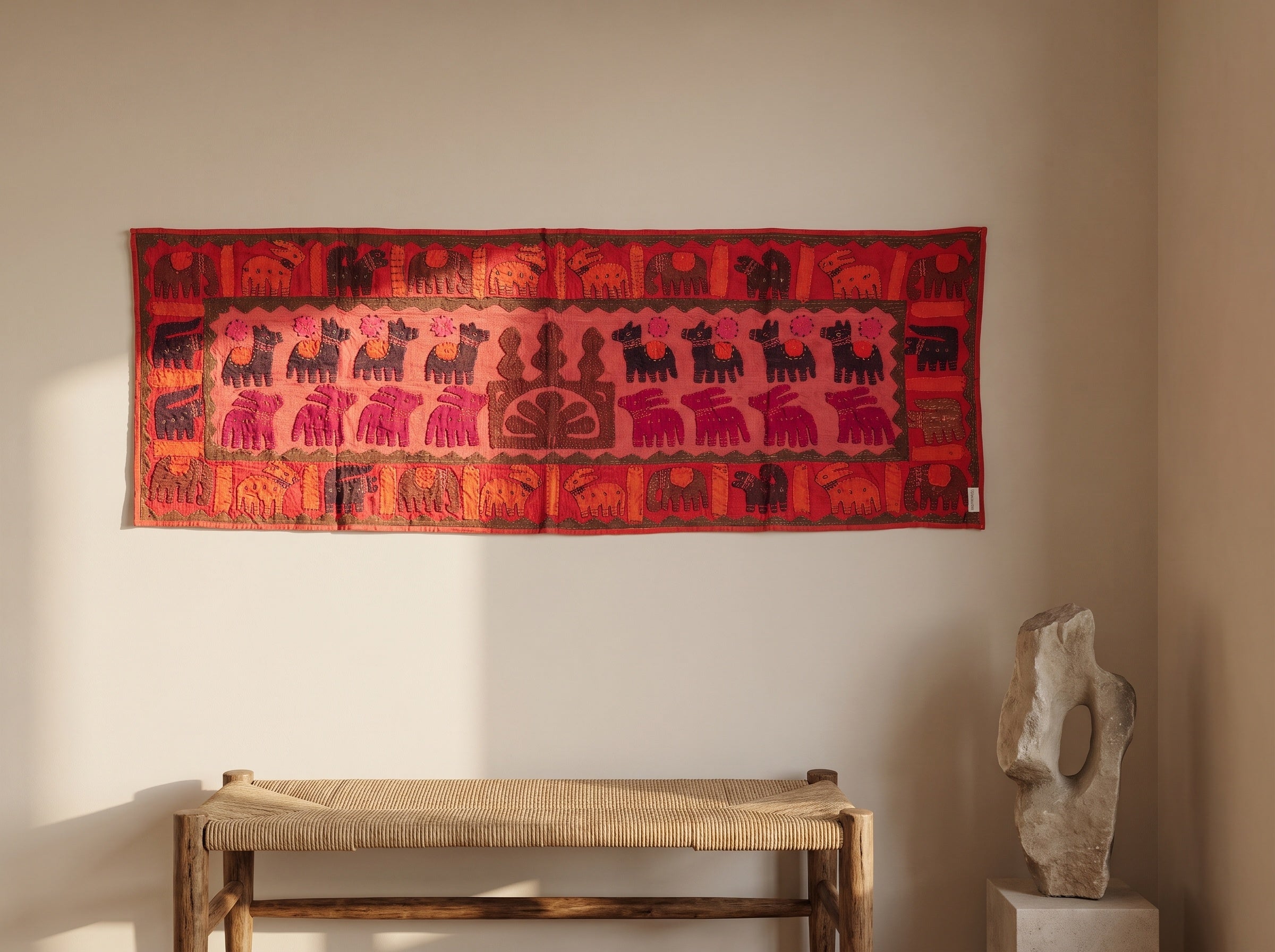 Red Osier Appliqué Pure Cotton Wall Hanging