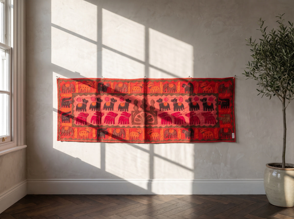 Red Osier Appliqué Pure Cotton Wall Hanging