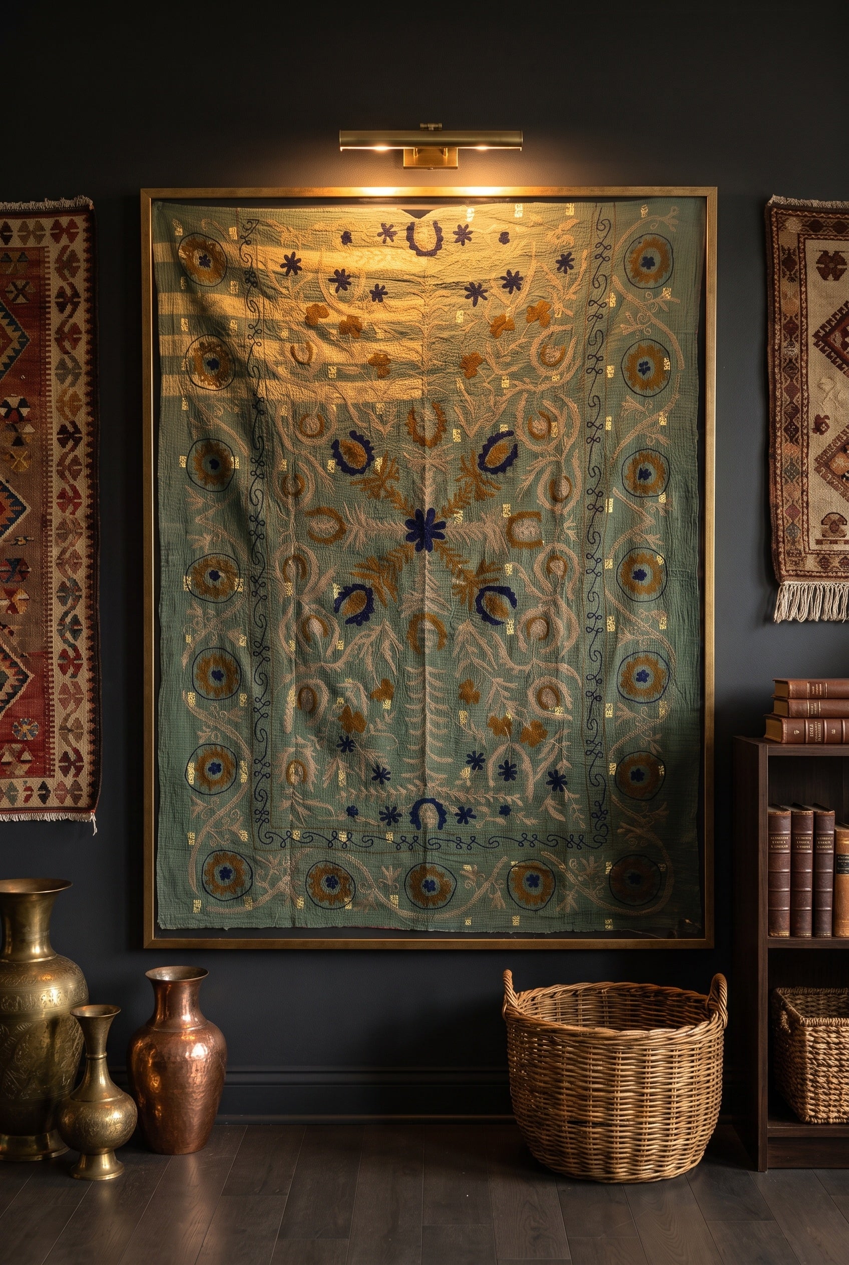 Whisper Fern Luxury Vintage Suzani Kantha Throw