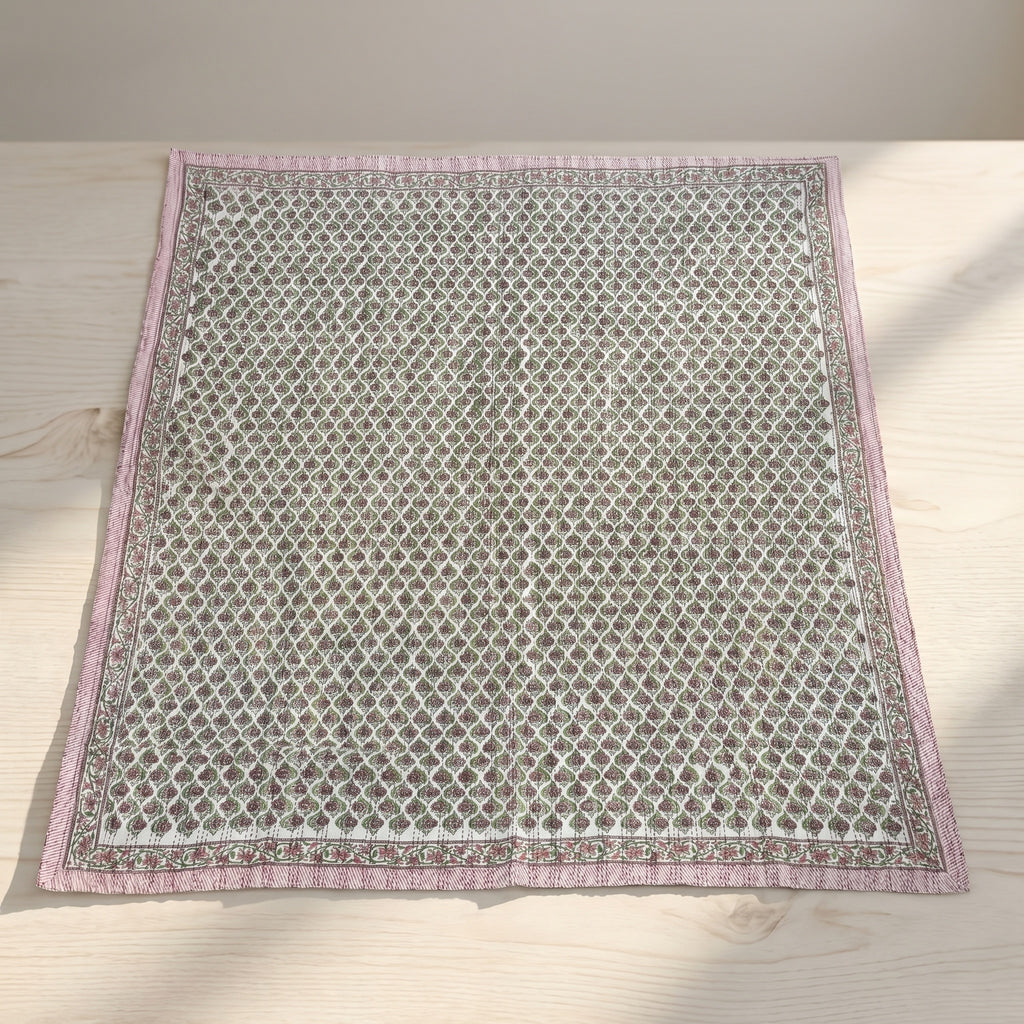 Stone Terracotta Handmade Kantha Queen Bedsheet