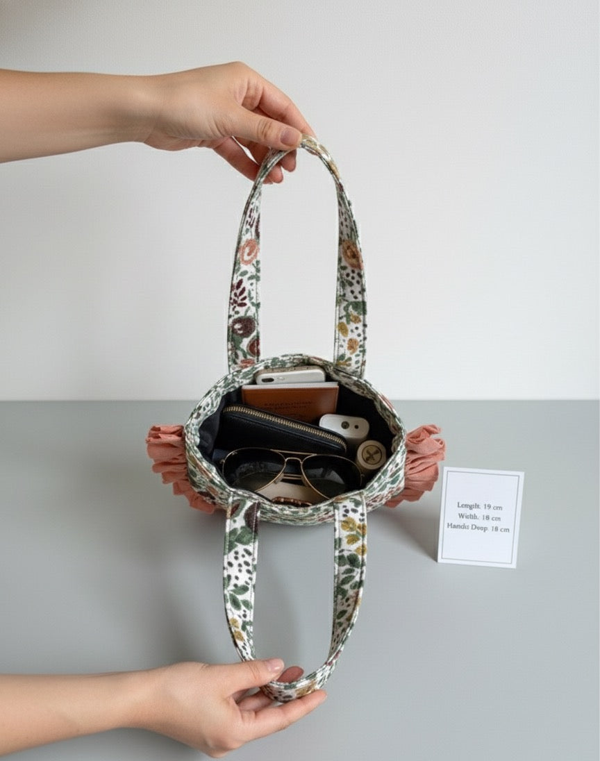 Raspberry Dreams Ruffle Tote Bag