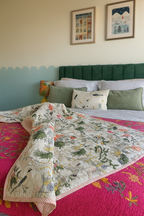 Tropical Birdies - 100% cotton Hand Made Artisnal Baby Quilt