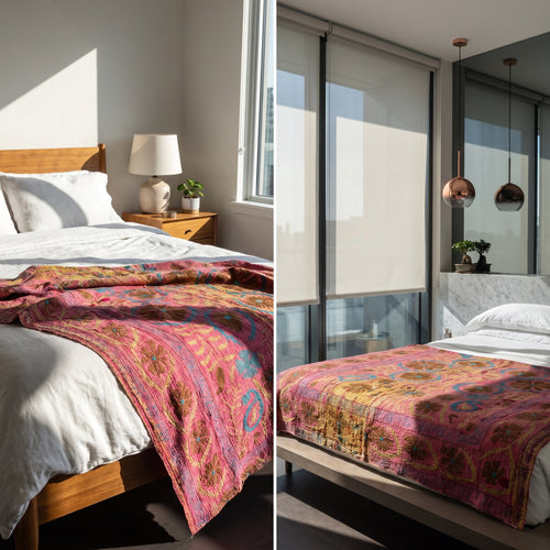 A Gem Luxury Vintage Suzani Kantha Throw