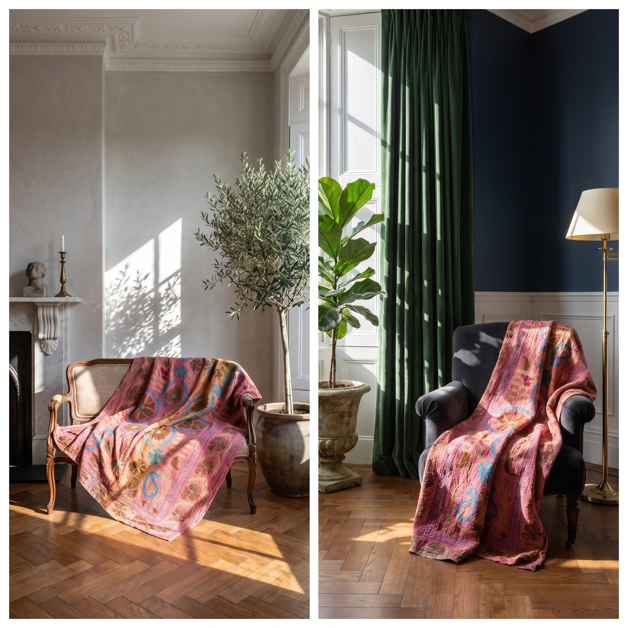 A Gem Luxury Vintage Suzani Kantha Throw