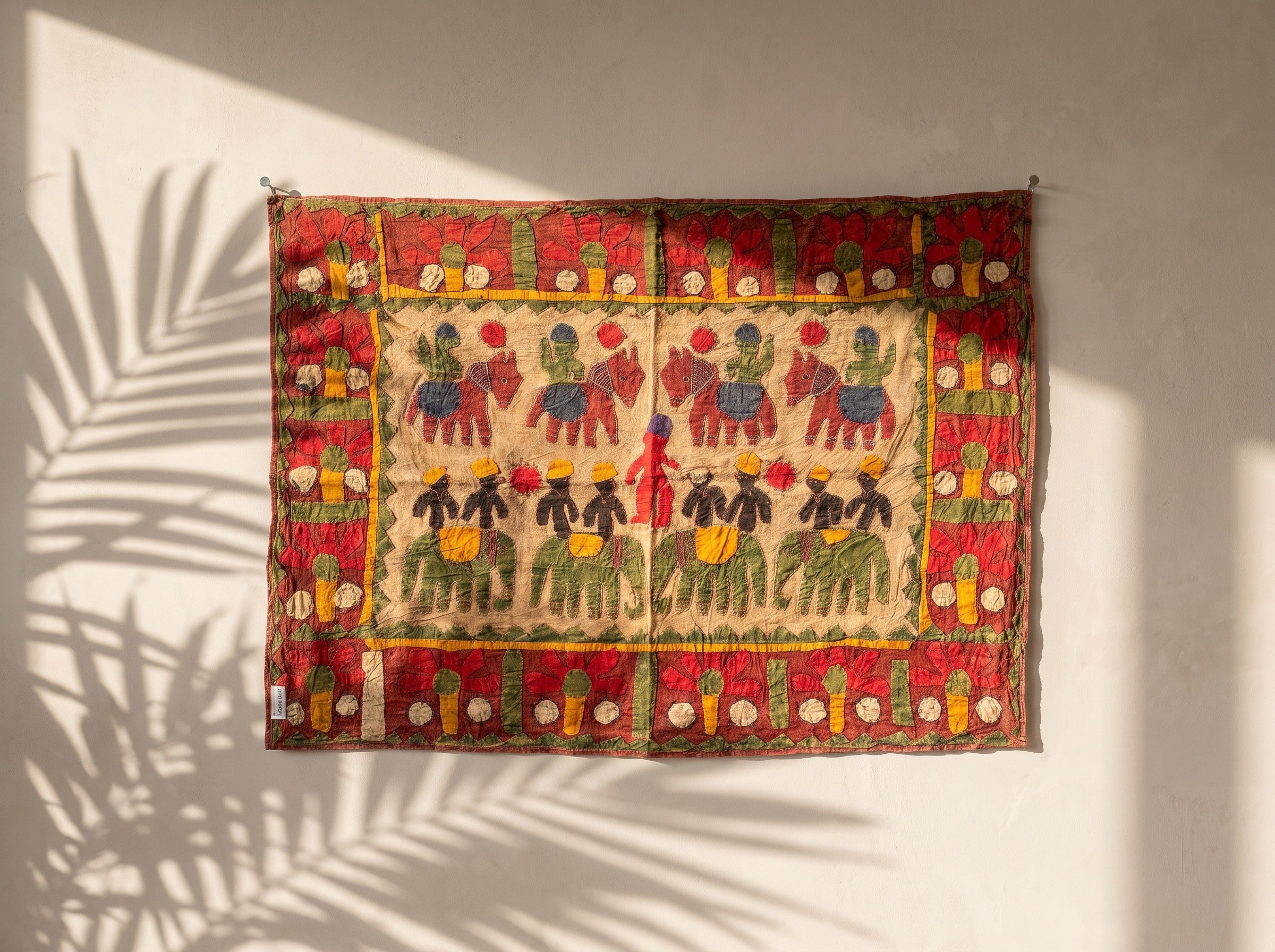 Twinflower Appliqué Pure Cotton Wall Hanging