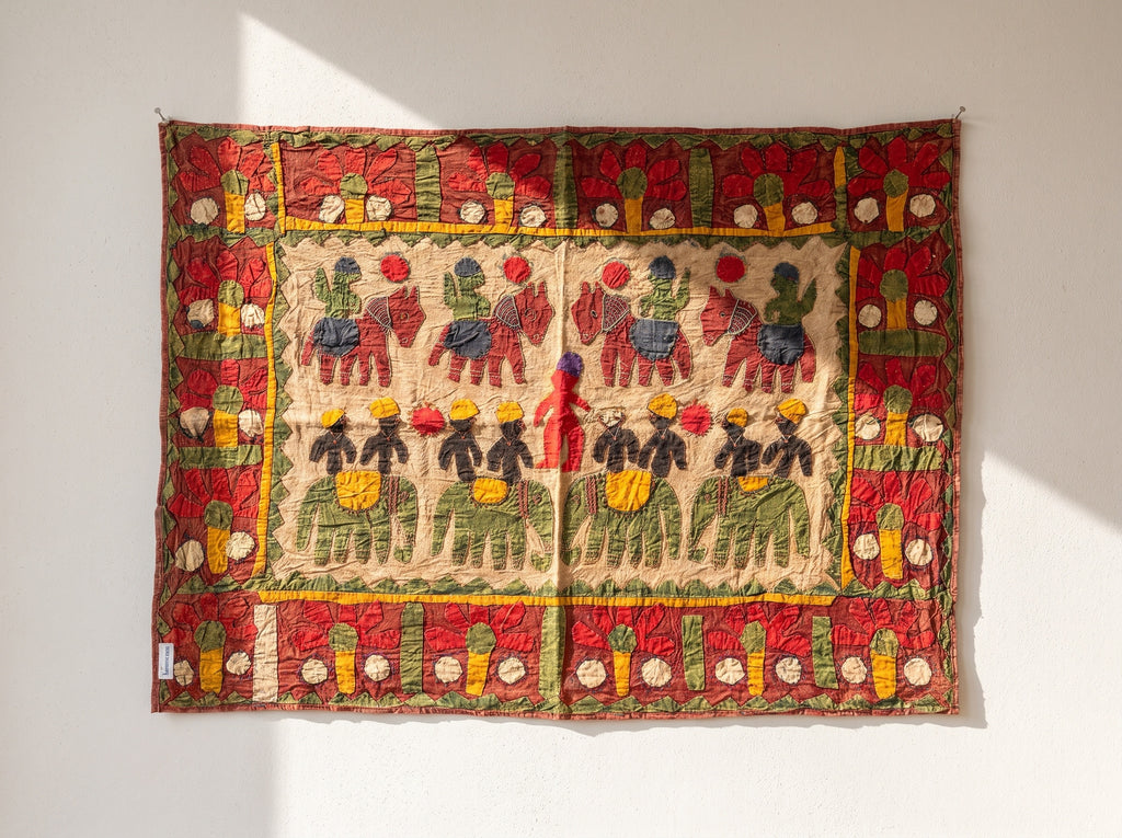 Twinflower Appliqué Pure Cotton Wall Hanging
