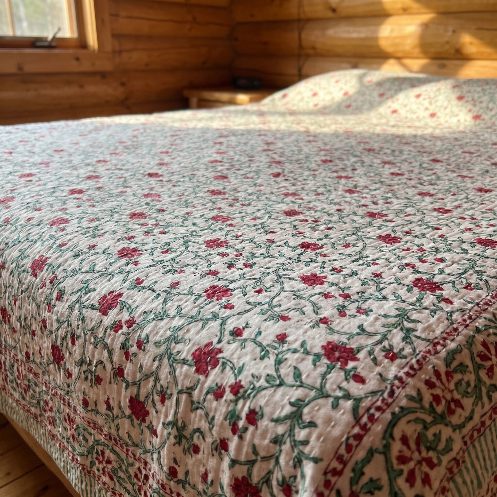 Maple Haze Handmade Kantha Queen Bedsheet