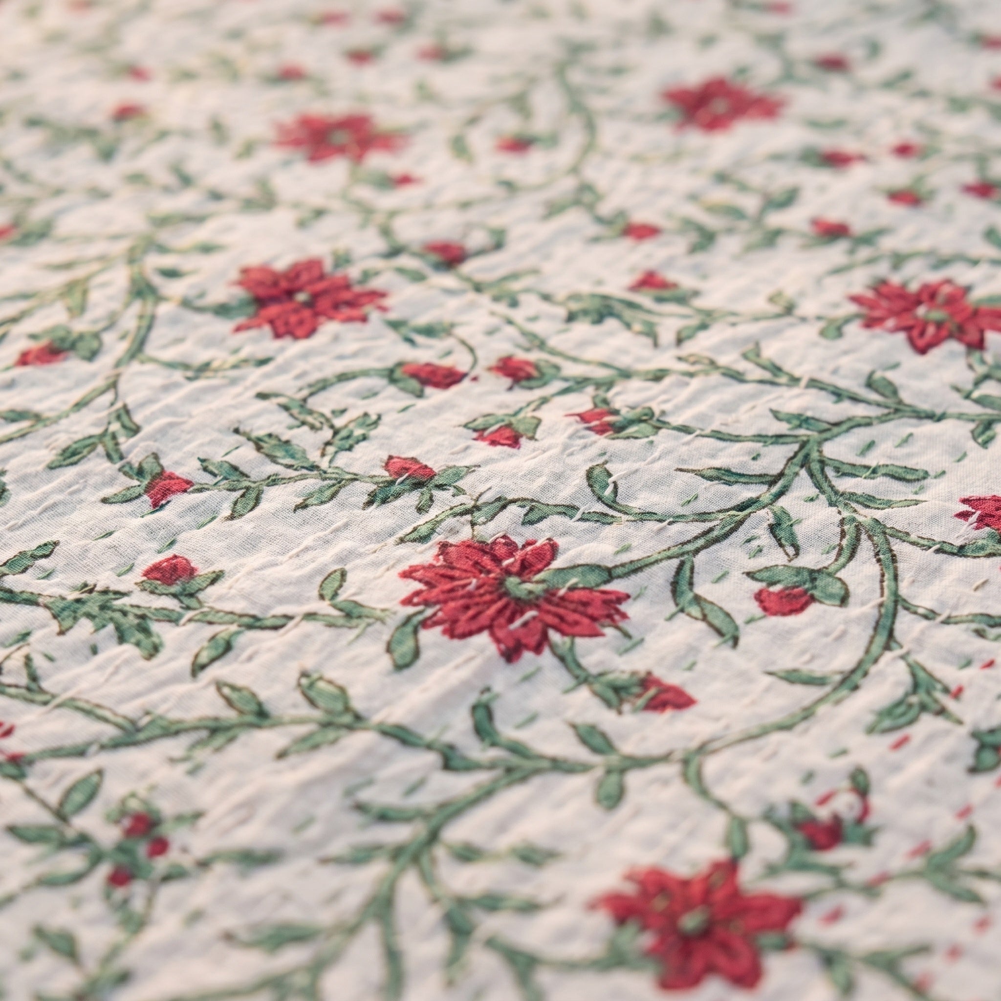 Maple Haze Handmade Kantha Queen Bedsheet
