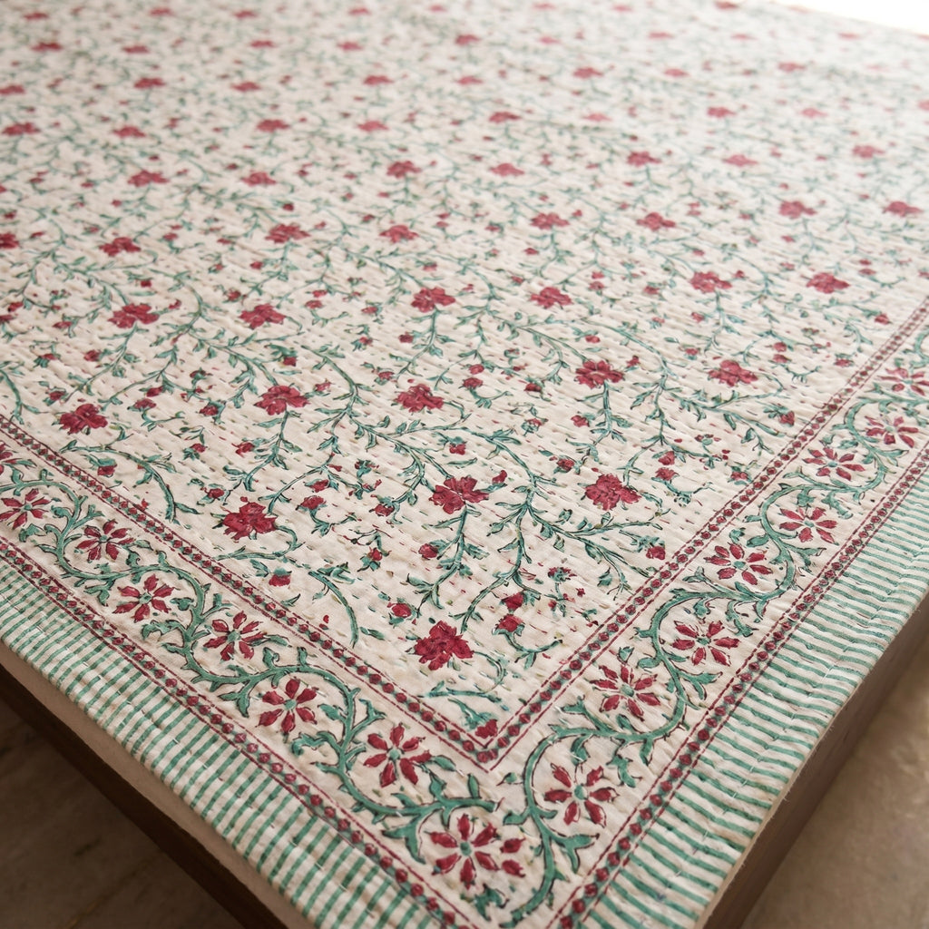Maple Haze Handmade Kantha Queen Bedsheet