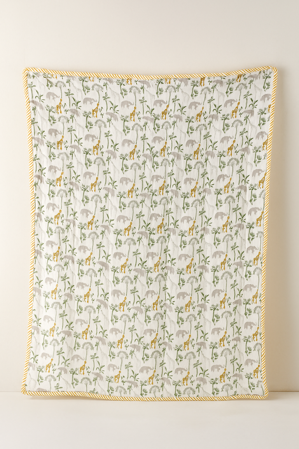 Tippy Toes and Trunks - 100% cotton Hand Made Artisnal Baby Quilt