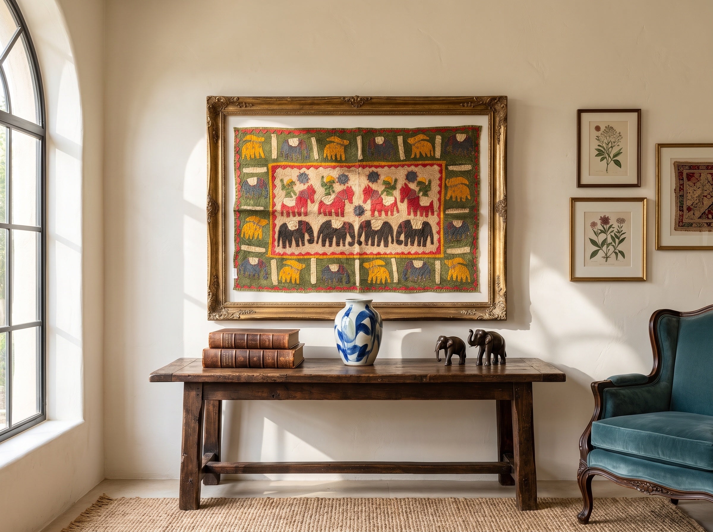 Wild Bergamot Appliqué Pure Cotton Wall Hanging