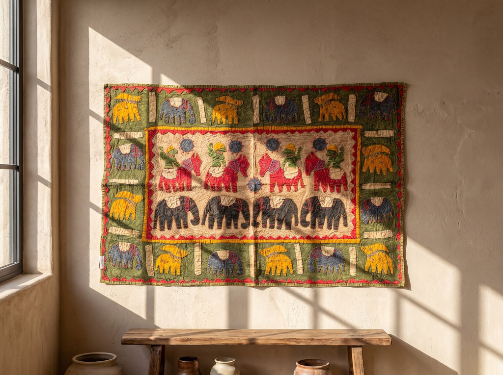 Wild Bergamot Appliqué Pure Cotton Wall Hanging