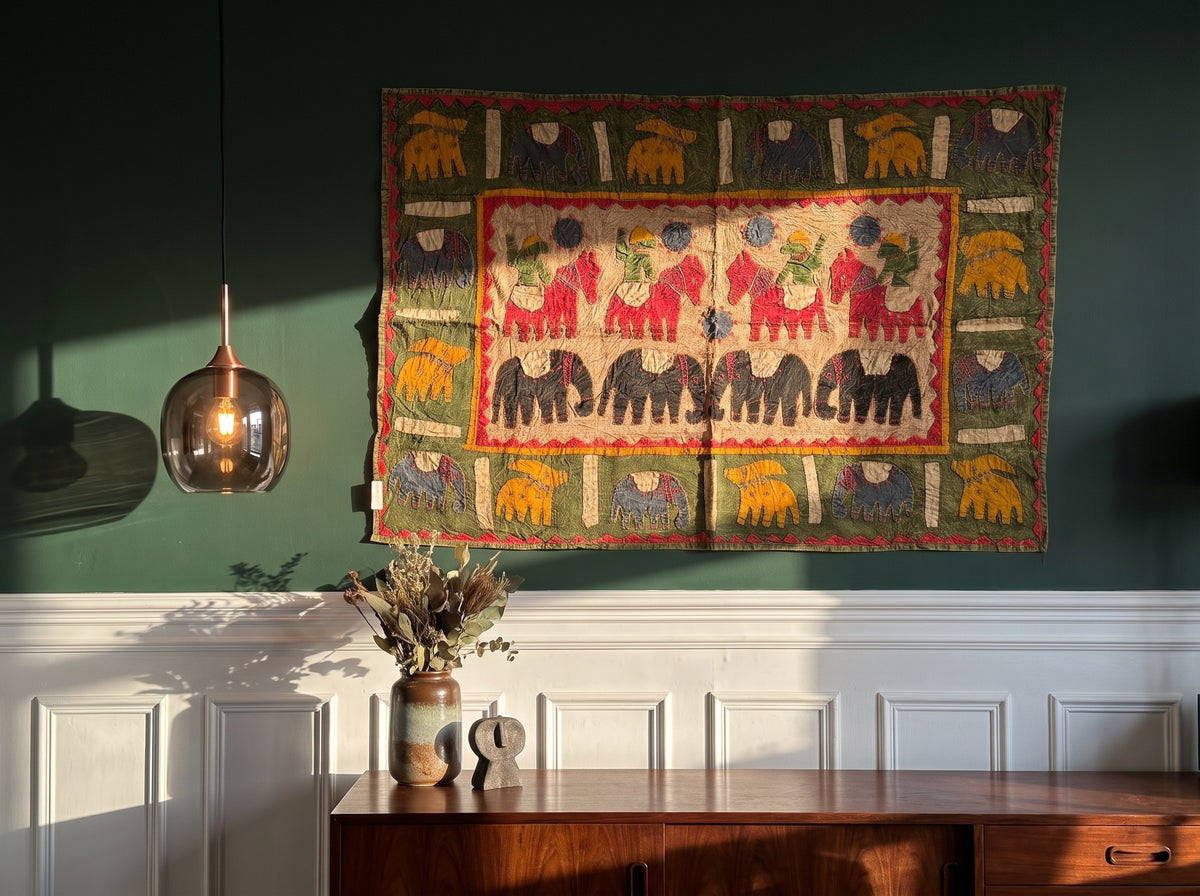 Wild Bergamot Appliqué Pure Cotton Wall Hanging