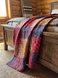 Moonlit Mist Hand blocked Kantha patchwork Bedspread