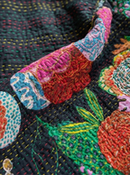 Bengal Rubellite Cotton Hand-Made Kantha Throw Blanket