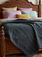 Bengal Rubellite Cotton Hand-Made Kantha Throw Blanket