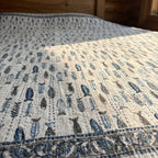 Serene Indigo Handmade Kantha Bedsheet