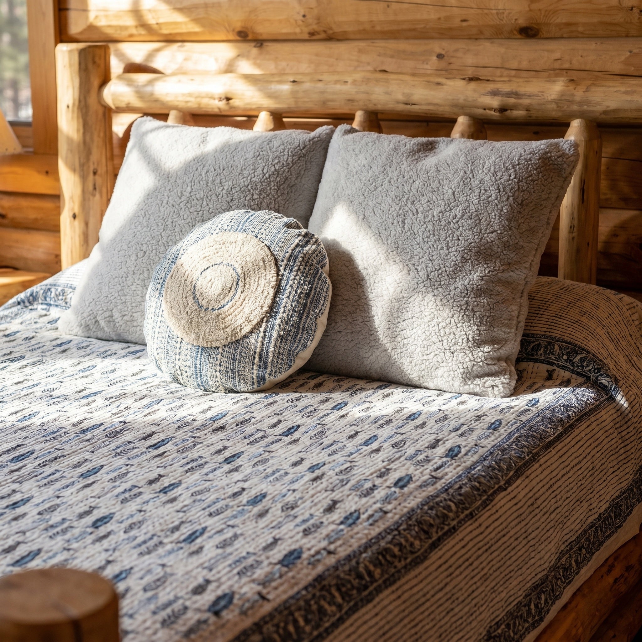 Serene Indigo Handmade Kantha Bedsheet