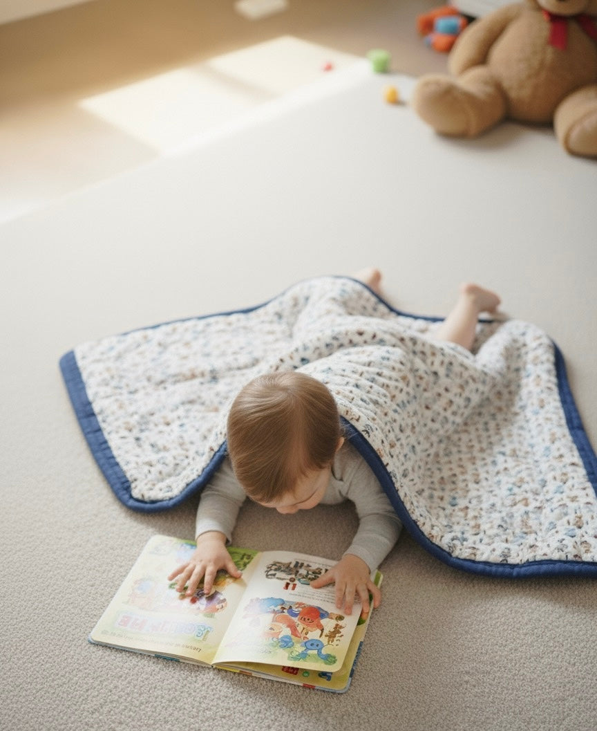 Bubbles and Giggles (Big) - 100% cotton Hand Made Artisnal Baby Quilt