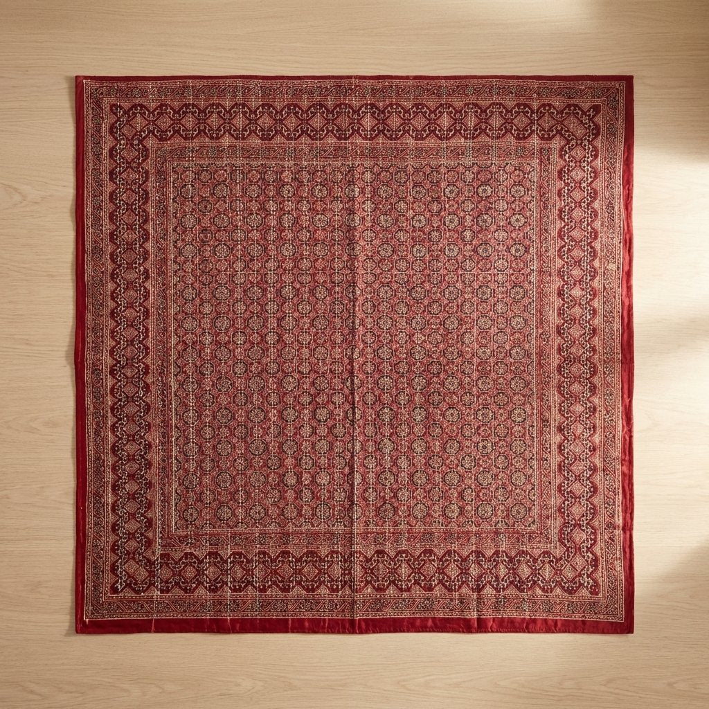 Dreamy Indigo Handmade Kantha Ajrak Queen Bedspread