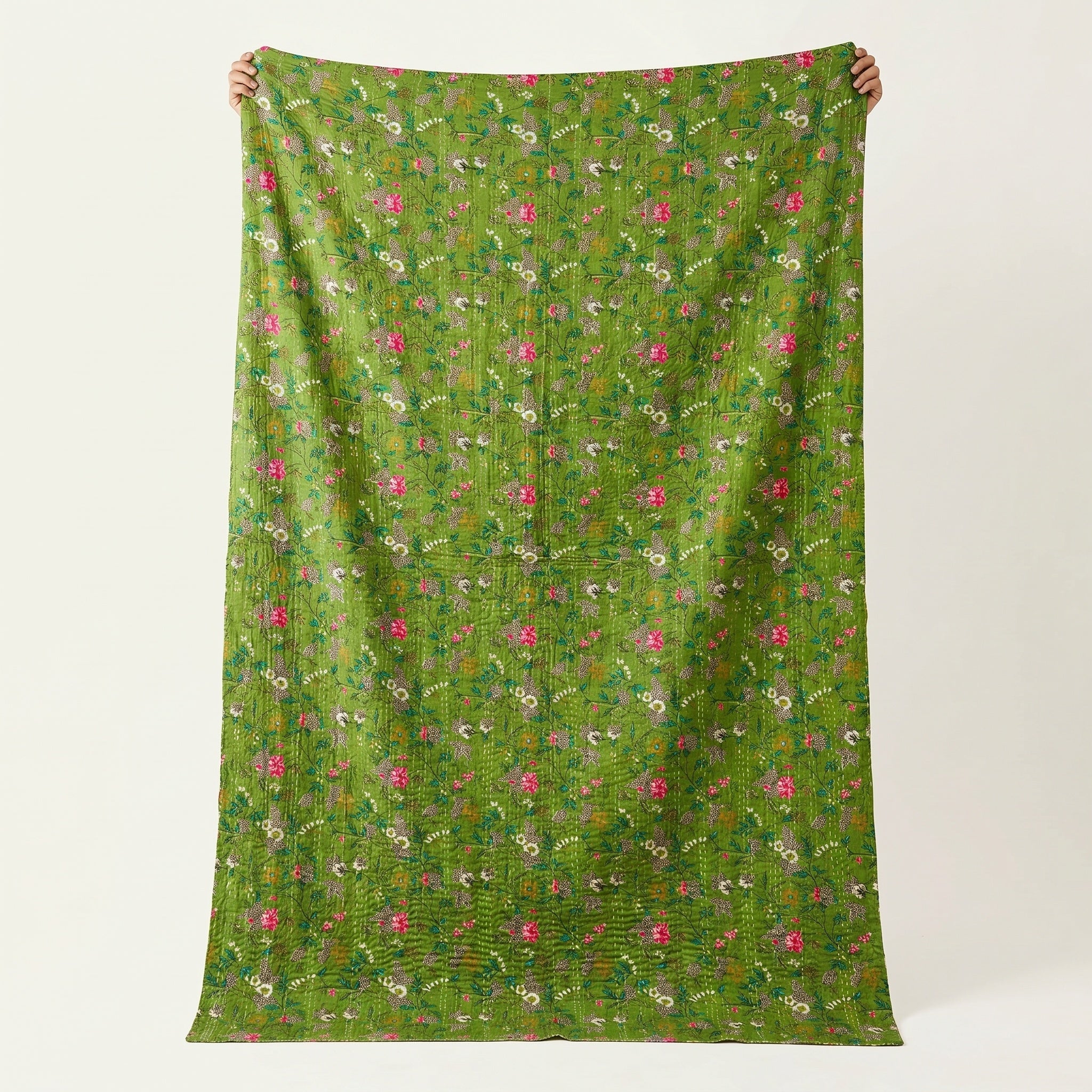 Zen Fern Cotton Reversible Kantha Throw
