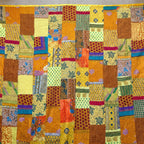 Crimson Mist Handmade Patola Kantha Queen Bedspread