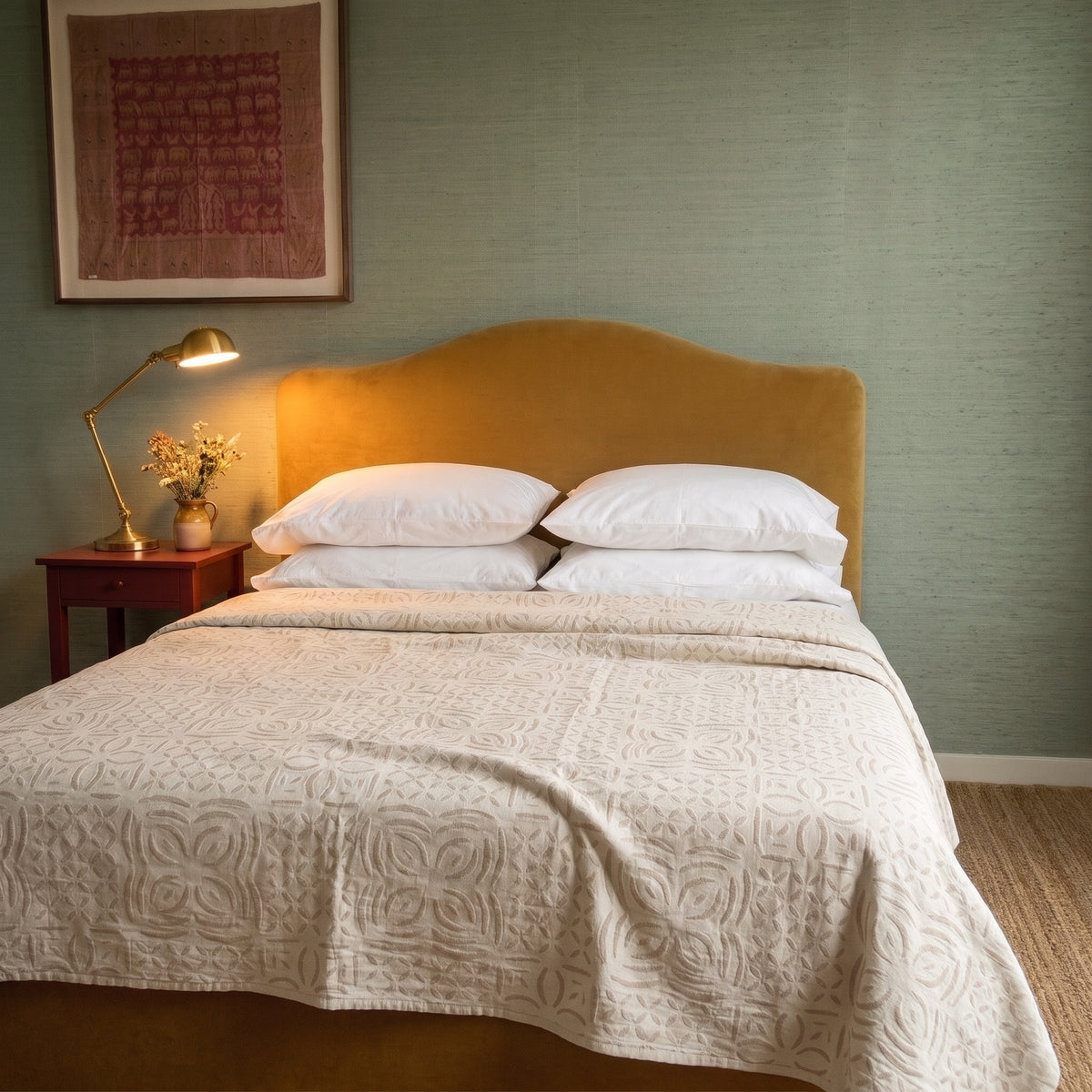 Willow Maple Handmade Cutwork Queen Bedspread