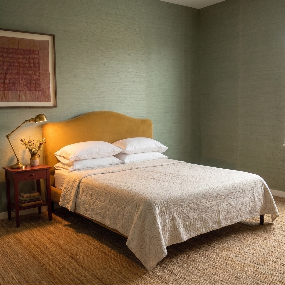 Willow Maple Handmade Cutwork Queen Bedspread