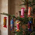 Handcrafted Cotton and Velvet Christmas Cracker Ornaments : Pack of 4