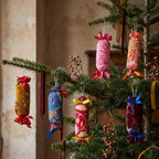 Handcrafted Cotton and Velvet Christmas Cracker Ornaments : Pack of 4