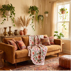 Falling Frond Hand-Embroidered Cotton Suzani Throw