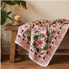 Falling Frond Hand-Embroidered Cotton Suzani Throw