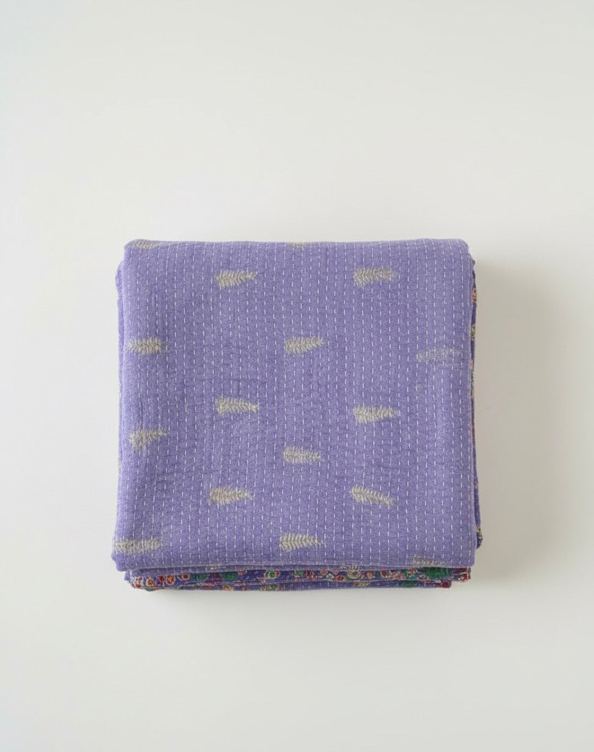 Bougainvillea Bliss Hand-Made Kantha Throw Blanket