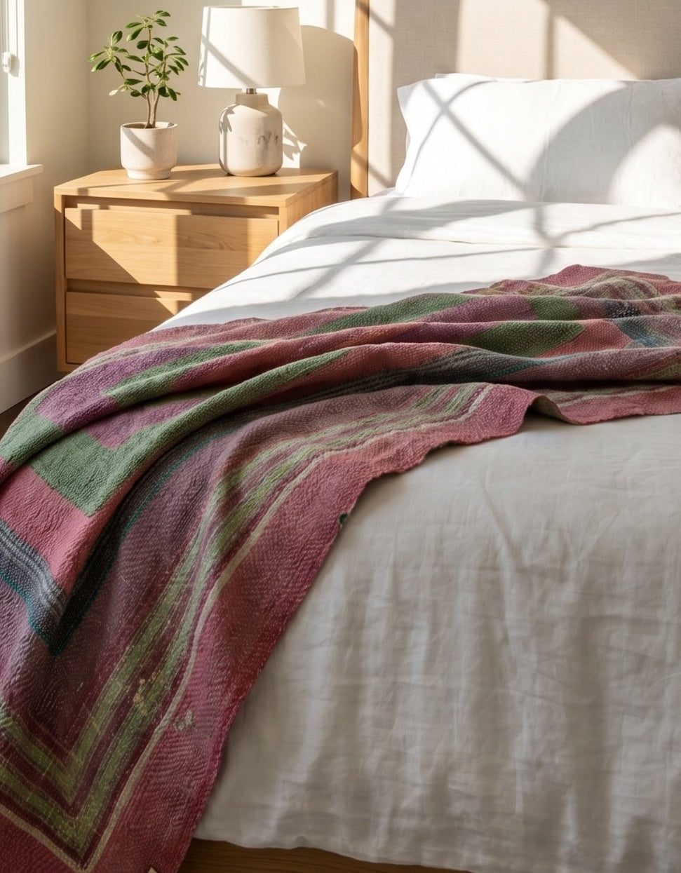 Sky Mist Handmade Vintage Bagru Block Print Throw