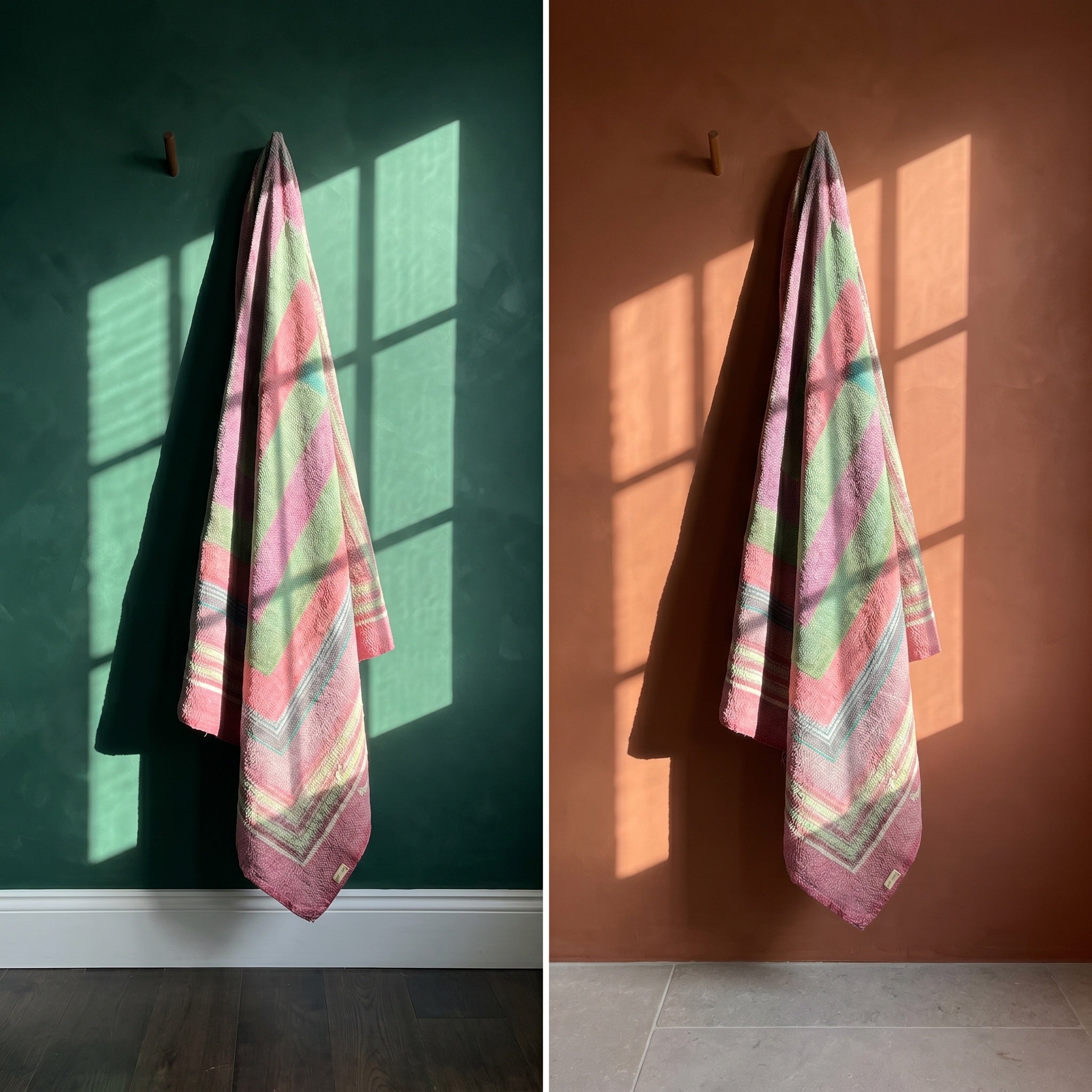 Sky Mist Handmade Vintage Bagru Block Print Throw